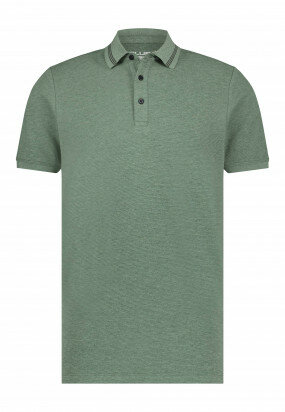 Polo-jersey-with-short-sleeve---moss-green-plain