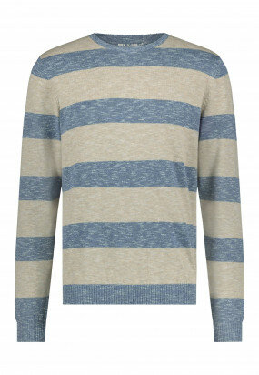 Striped-round-neck-jumper---grey-blue/beige