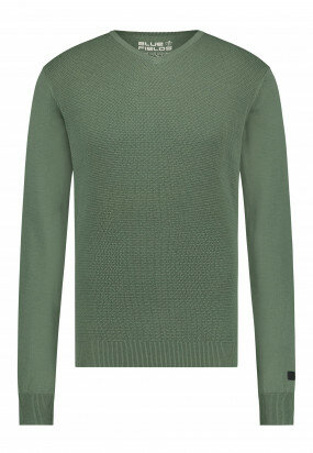 Jumper-of-blended-recycled-polyester---moss-green-plain