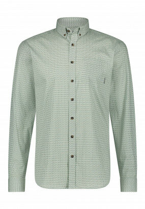 Cotton-stretch-shirt-with-print---moss-green/white