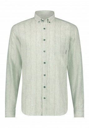 Striped-shirt-wiht-chest-pocket---white/moss-green