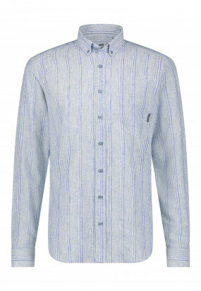 Striped-shirt-wiht-chest-pocket---white/mid-blue