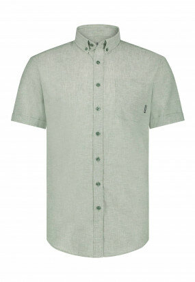 Short-sleeved-shirt-in-a-linen-blend---white/moss-green
