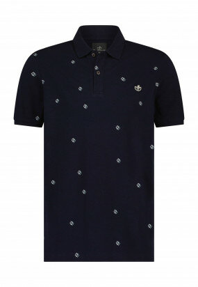 Regular-fit-polo-in-pure-cotton---midnight/ice-blue