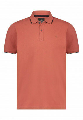 Polo-with-striped-details---coral-plain