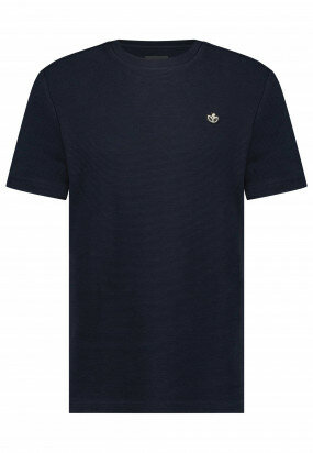 Jersey-T-shirt-met-boxy-fit---donkerblauw-uni