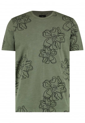 Jersey-T-shirt-met-print-en-ronde-hals---jade-uni