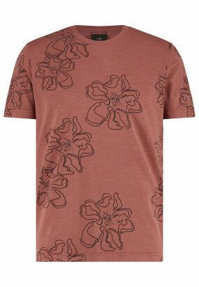 Jersey-T-shirt-with-print-and-crew-neck---coral-plain