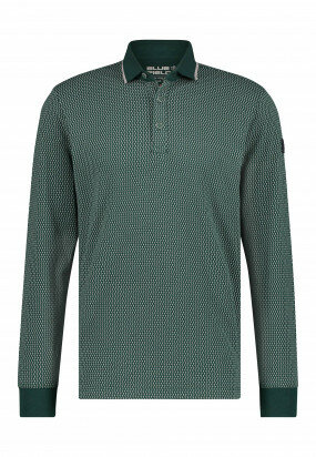Poloshirt-Jersey-Long-Sleeve-Print---dark-green/silver-grey