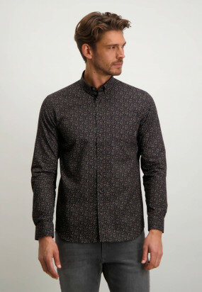 Shirt-with-artwork-near-chest-pocket---charcoal/brick