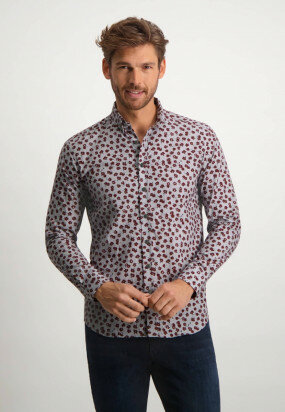 Twill-cotton-shirt-with-print---sand/wine-red