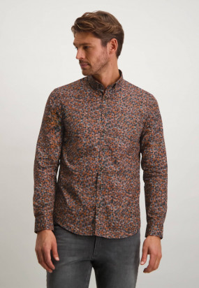 Shirt-with-all-over-print-and-chest-pocket---brick/charcoal