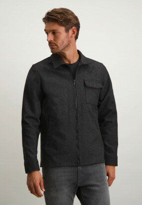 Flannel-overshirt-with-chest-pocket---dark-anthracite-plain