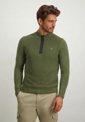 Textured-jumper-with-sportzip---moss-green-plain