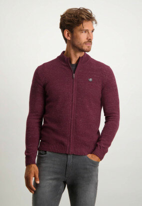 Cardigan-with-high-collar-and-zipper---wine-red-plain