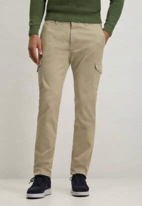Cargo-trousers-in-dobby-twill-fabric---beige-plain