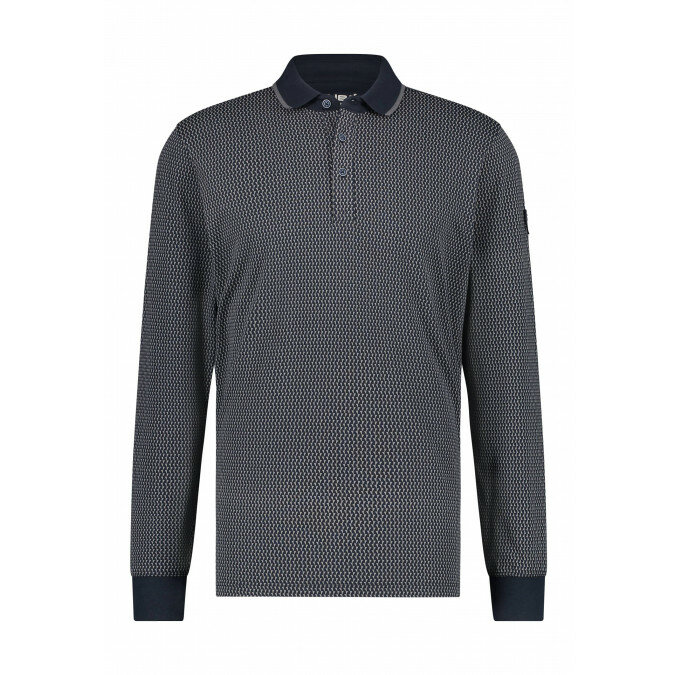 Poloshirt-Jersey-Long-Sleeve-Print---dark-blue/silvergrey